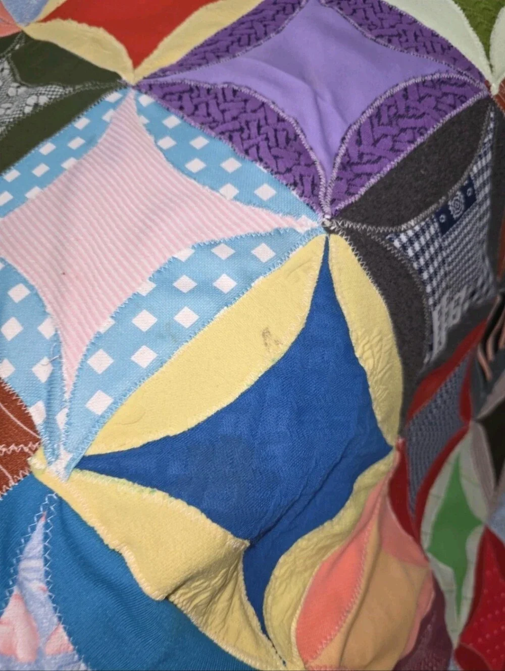 Vintage Handmade Cathedral Windows Reversible Patchwork Quilt